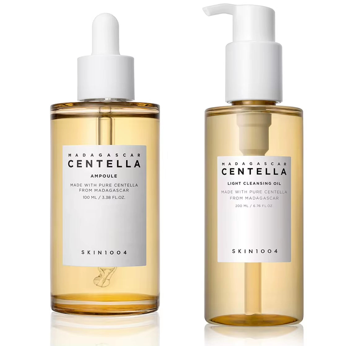 SKIN1004 Korean Skincare Set - Centella Asiatica Ampoule Essence, Light Cleansing Oil and Centella Asiatica Skincare Toner