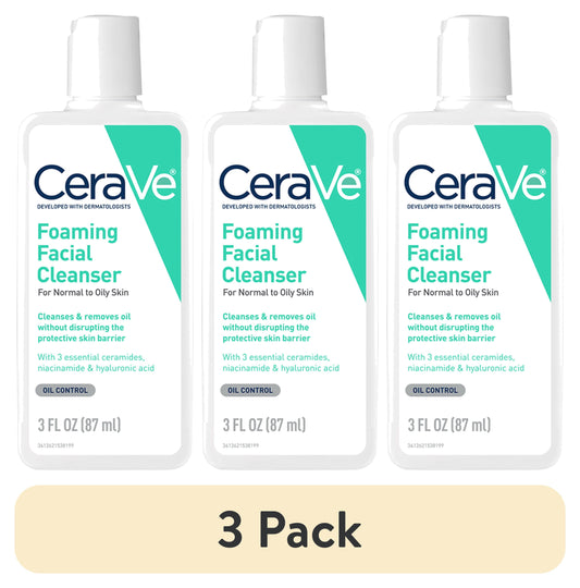 (3 Pack)  Travel Size Foaming Facial Cleanser for Normal to Oily Skin, 3 Fl Oz