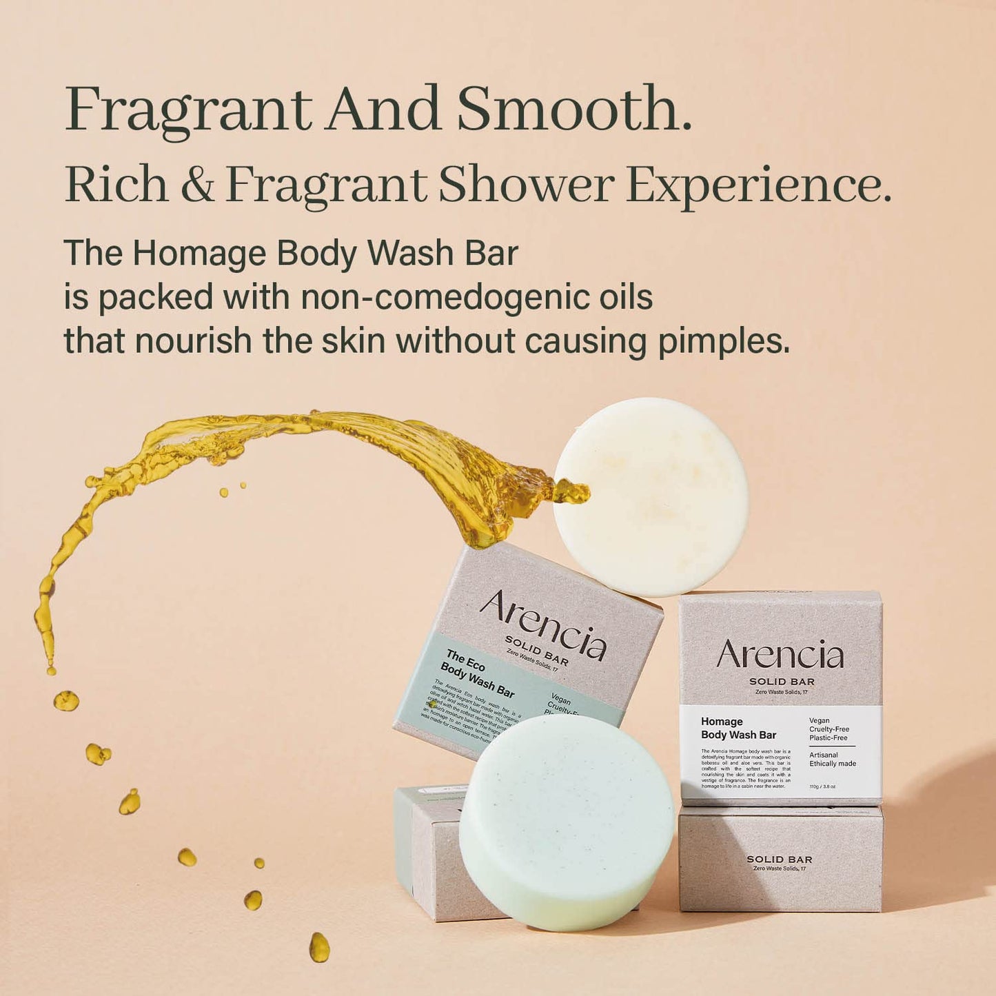 Homage Natual Body Soap Bar for Softer Skin – Jojoba Oil, Castor Oil for Soothing, Hydrating, Body and Facial Cleanser, Plastic-Free, Eco-Friendly, Vegan, Sustainable