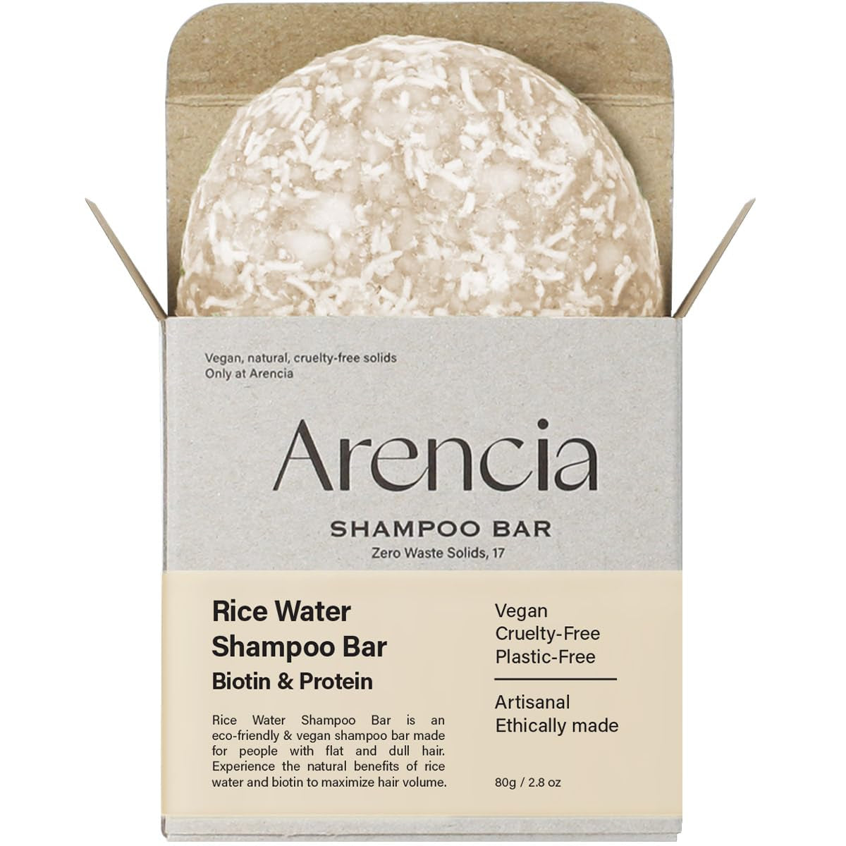 Rice Water Shampoo Bar for Hair Growth & Strengthening, All Natural Formula with Biotin & Protein