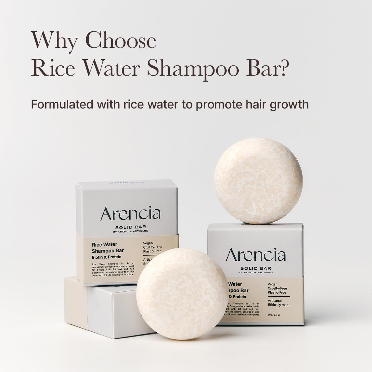 Rice Water Shampoo Bar for Hair Growth & Strengthening, All Natural Formula with Biotin & Protein